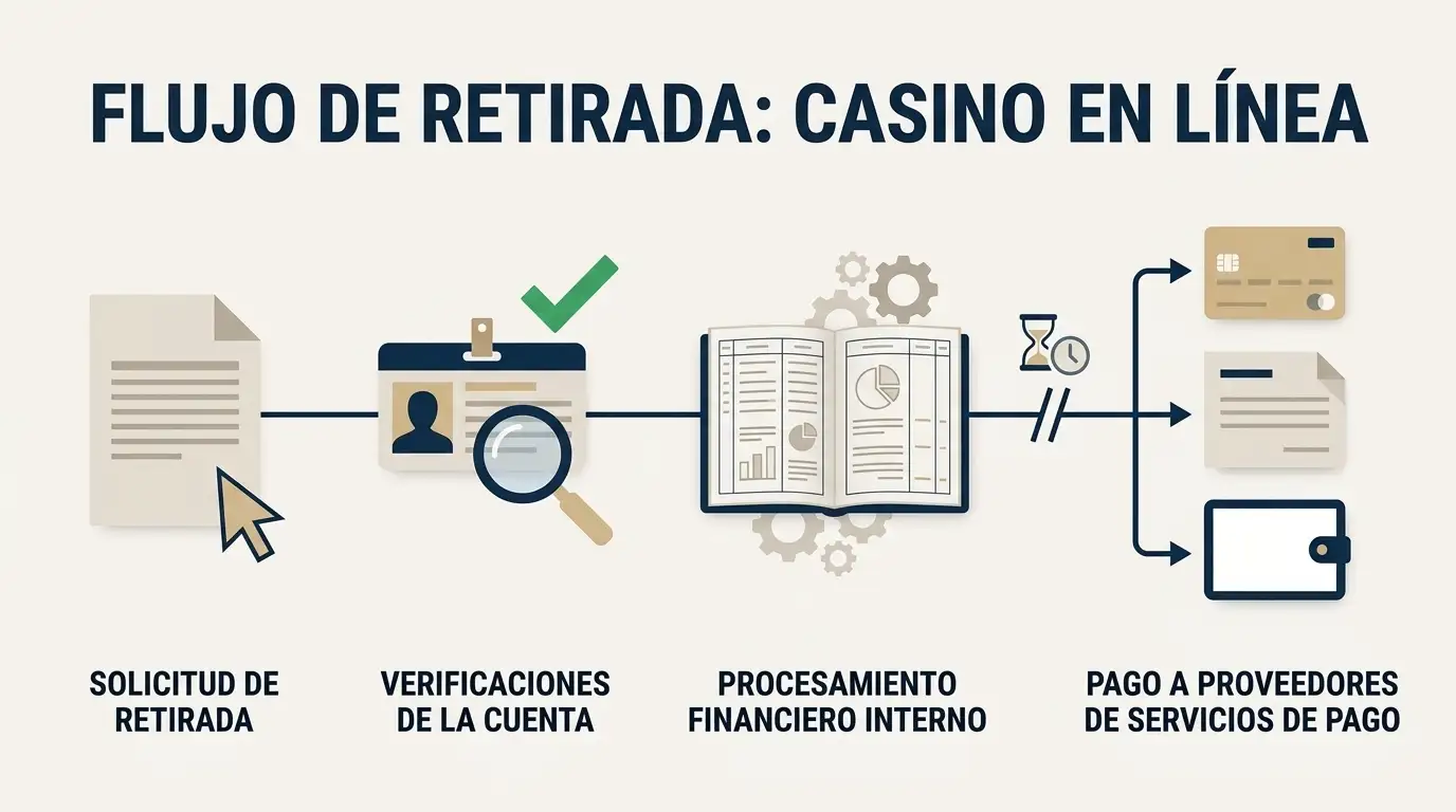 Flujo de una retirada desde la solicitud hasta el método de pago